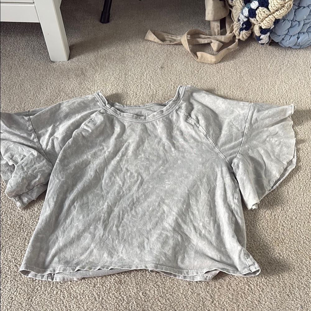 Gray Short Sleeve Top